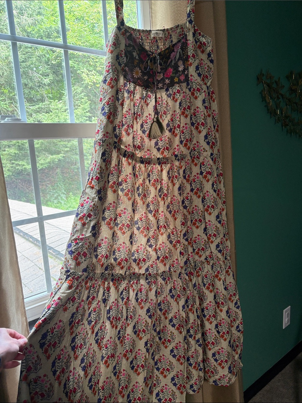 NWT Natural Life Floral Tiered Maxi Sundress in Cream size M - Picture 5 of 13